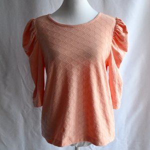 LOFT Peach Puff Sleeve Top
